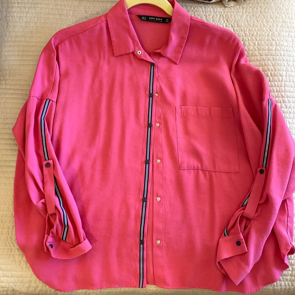 Zara hot pink button down